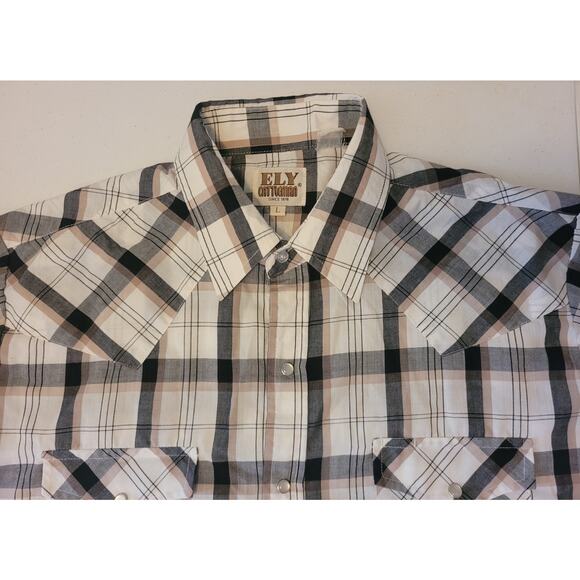 LOT OF 2 Ely Cattleman Pearl Snap Shirts Men’s Large Long Sleeve Cowboy - Picture 11 of 16